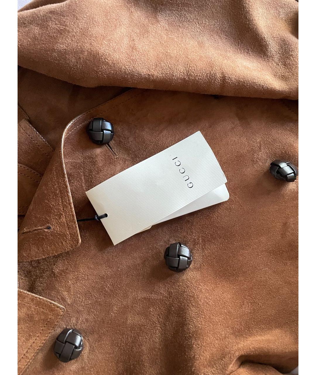 GUCCI Коричневый замшевый тренч/плащ, фото 4