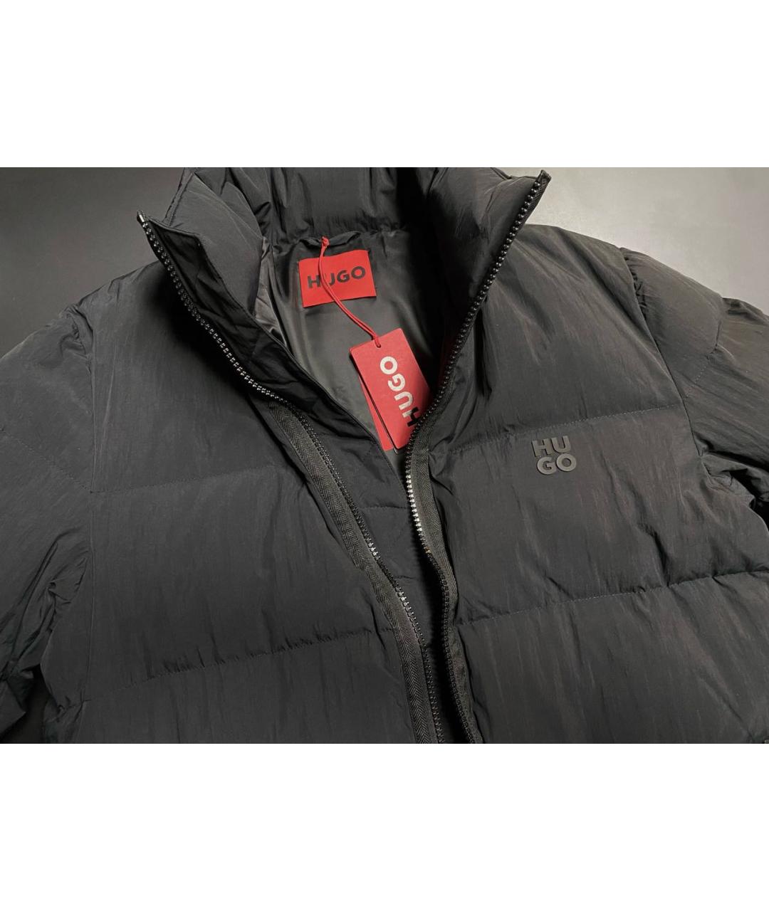 HUGO Черный полиамидовый пуховик, фото 3