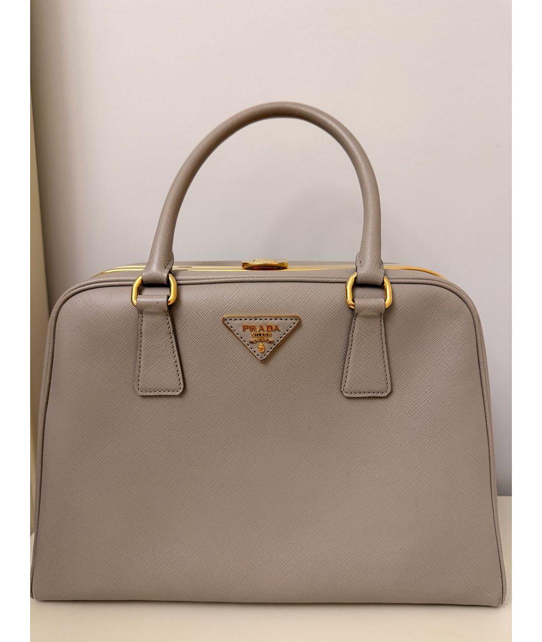 PRADA Бежевая кожаная сумка с короткими ручками, фото 8