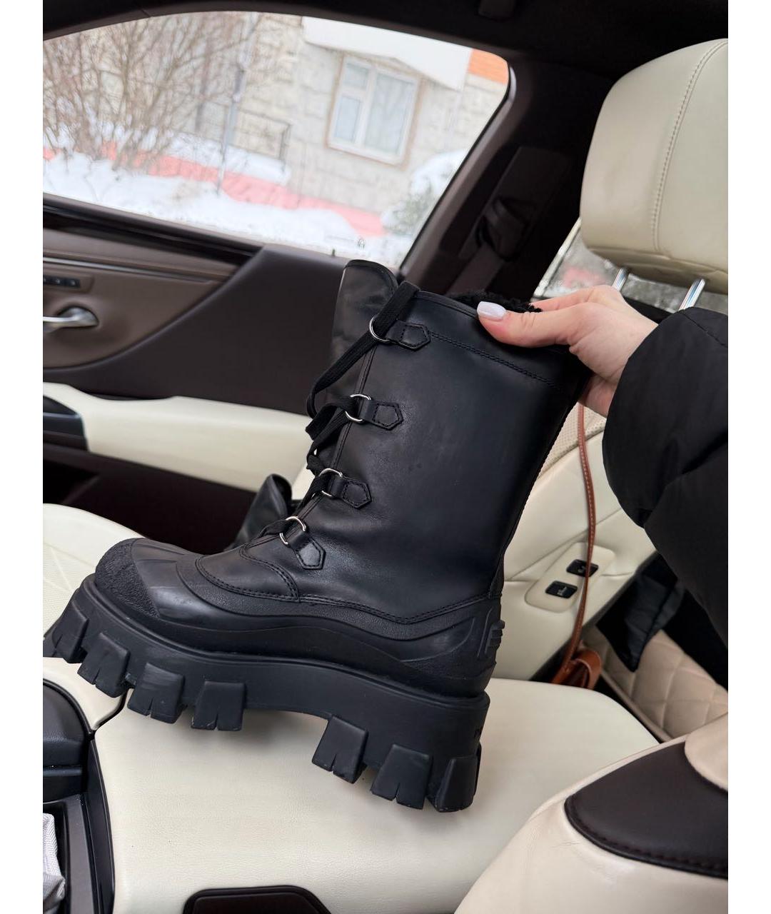 PRADA Черные кожаные ботинки, фото 2