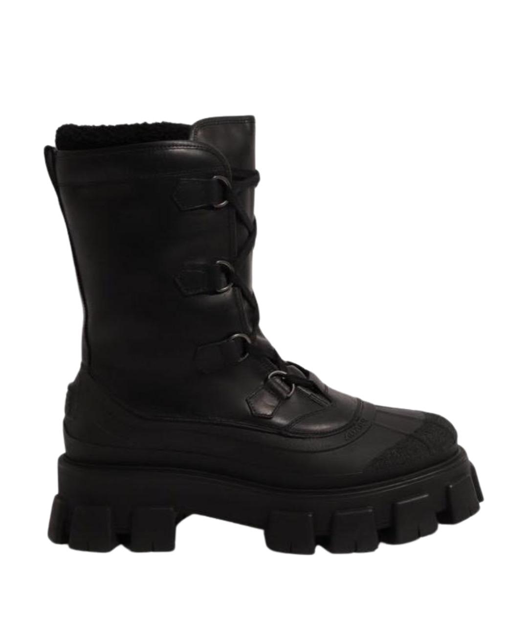 PRADA Черные кожаные ботинки, фото 1