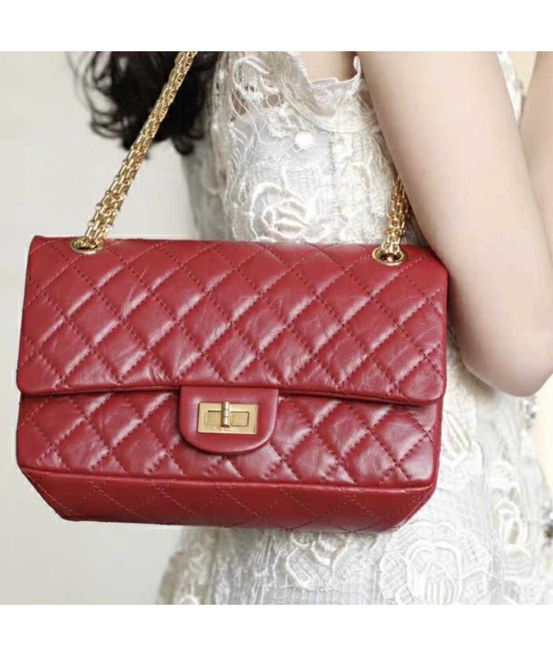 CHANEL Красная кожаная сумка через плечо, фото 7