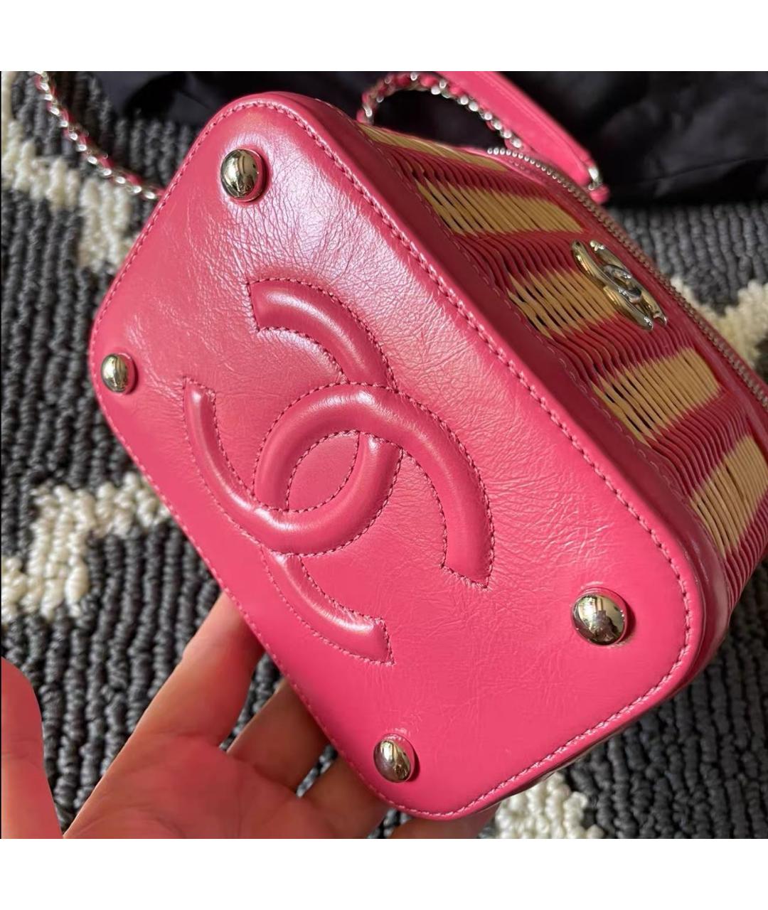 CHANEL Розовая пелетеная сумка с короткими ручками, фото 4