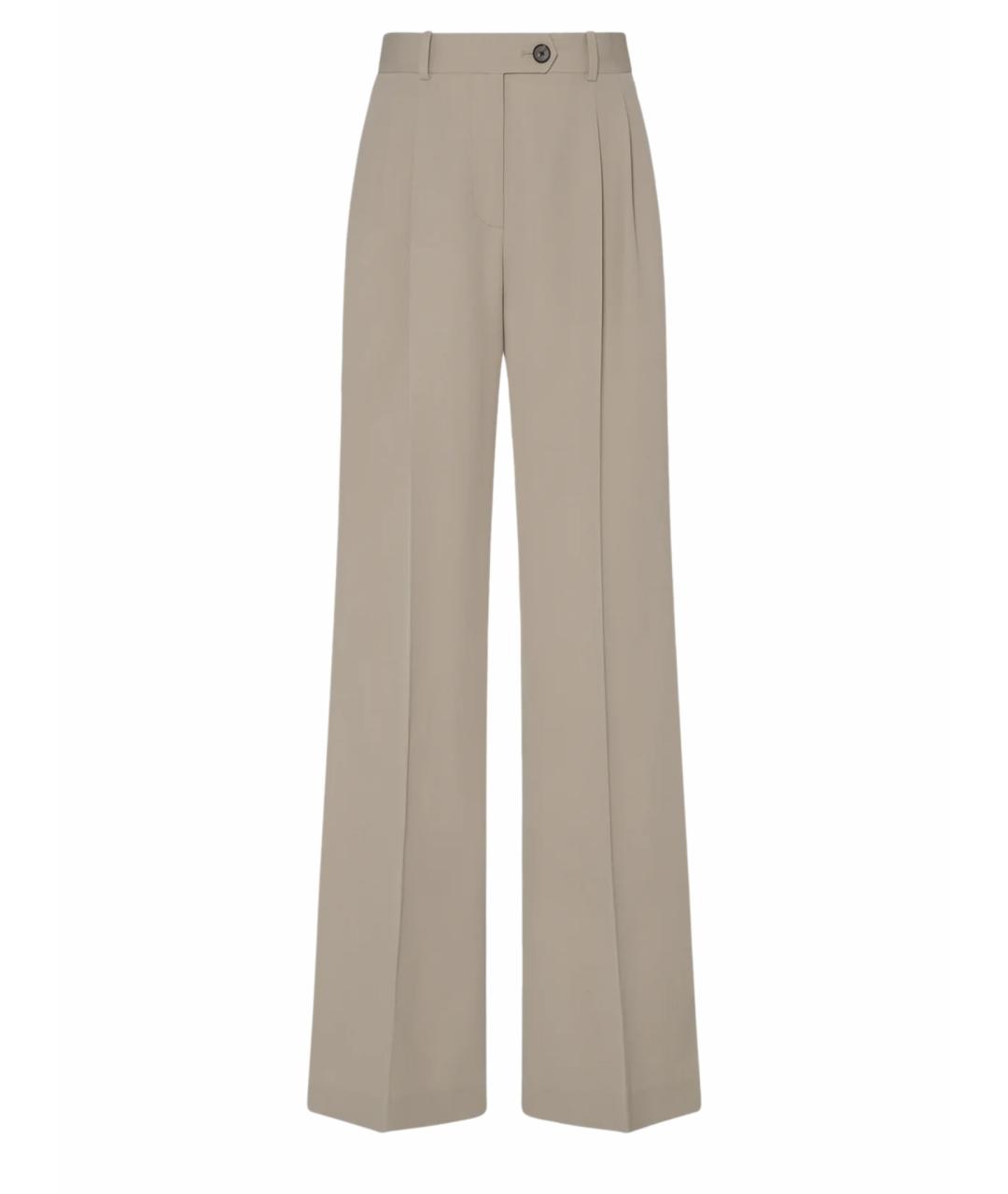 THE ROW Бежевые шерстяные прямые брюки, фото 1