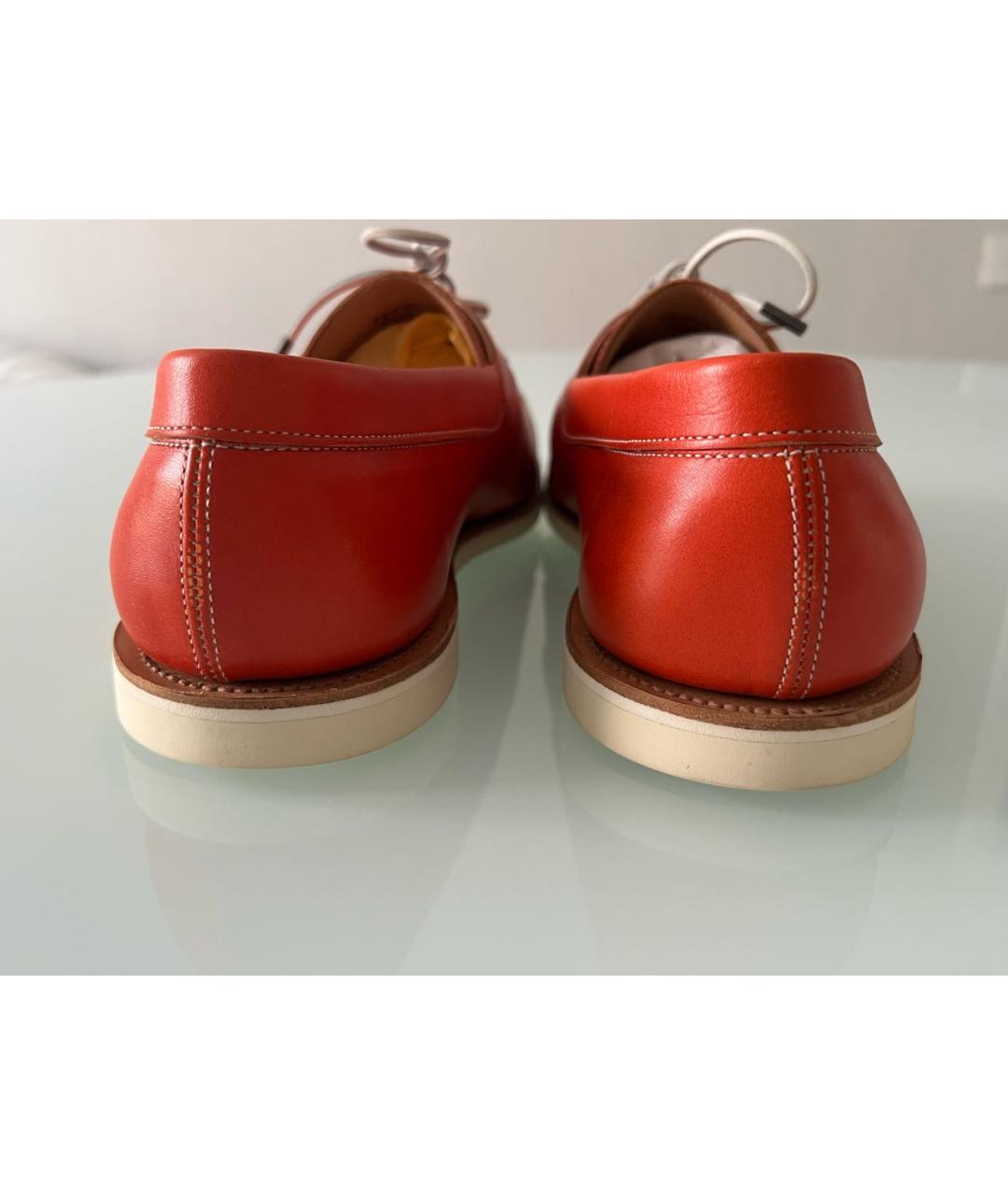JOHN LOBB Оранжевое кожаные мокасины, фото 4
