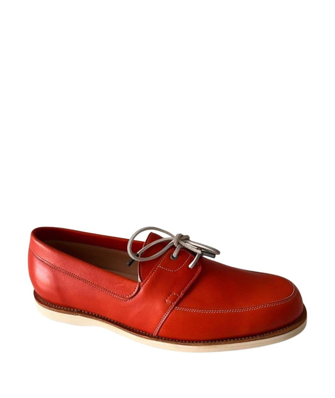 JOHN LOBB Оранжевое кожаные мокасины, фото 1