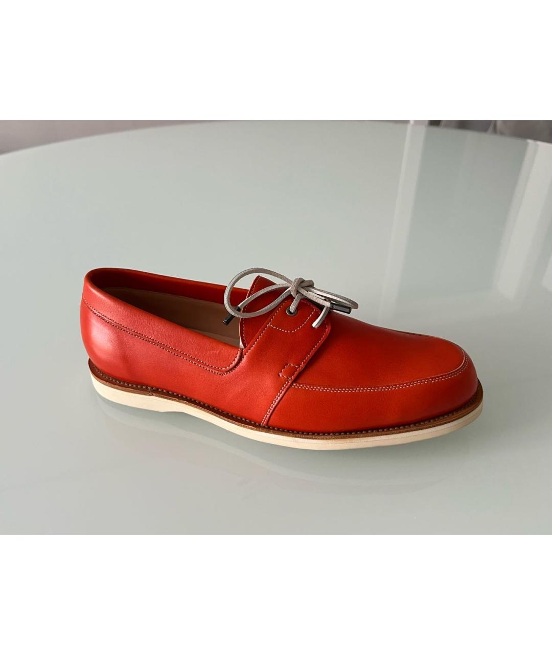 JOHN LOBB Оранжевое кожаные мокасины, фото 9