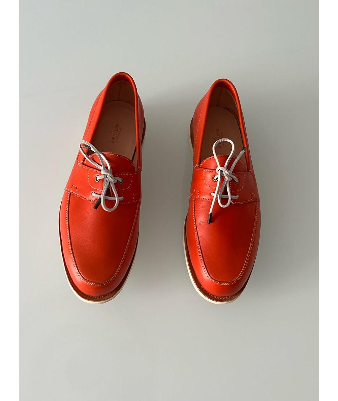 JOHN LOBB Оранжевое кожаные мокасины, фото 8