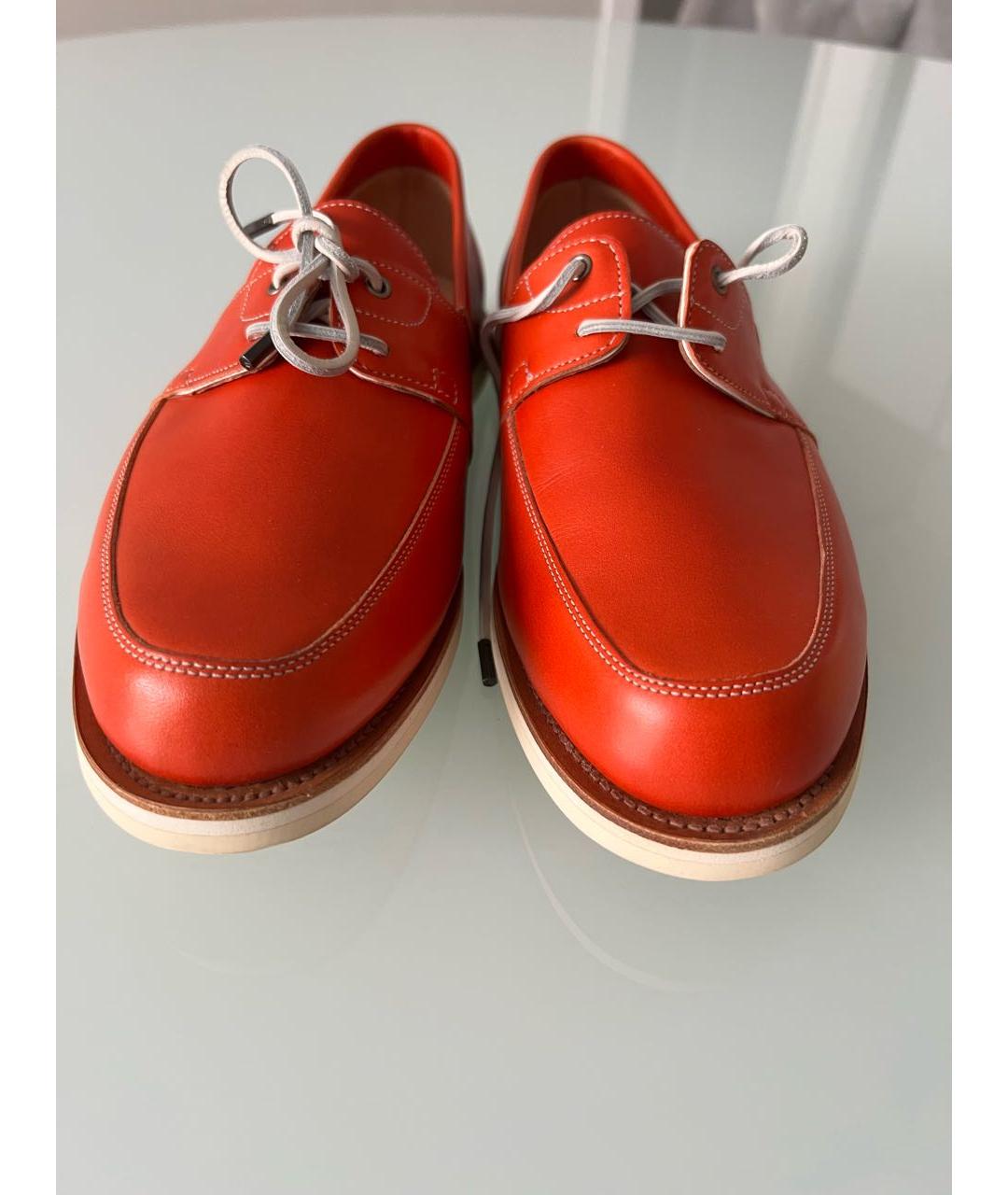 JOHN LOBB Оранжевое кожаные мокасины, фото 2