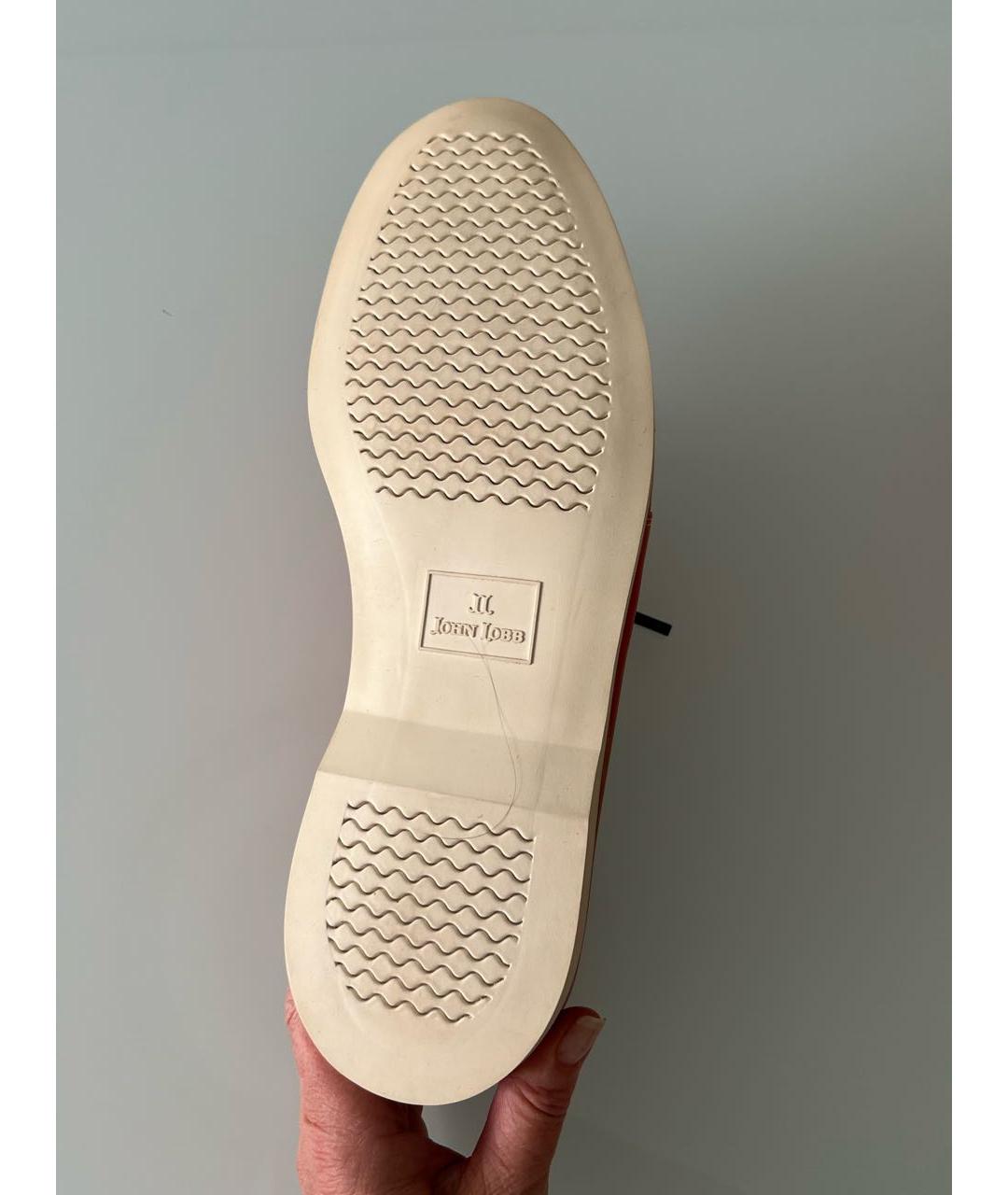 JOHN LOBB Оранжевое кожаные мокасины, фото 6