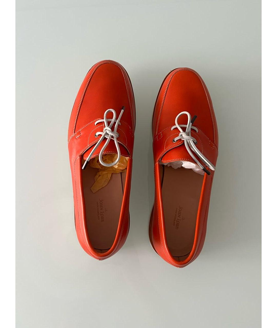 JOHN LOBB Оранжевое кожаные мокасины, фото 3