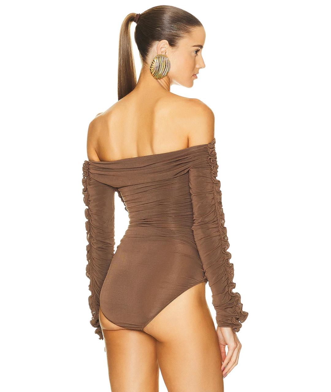 SAINT LAURENT Коричневое вискозное боди, фото 6