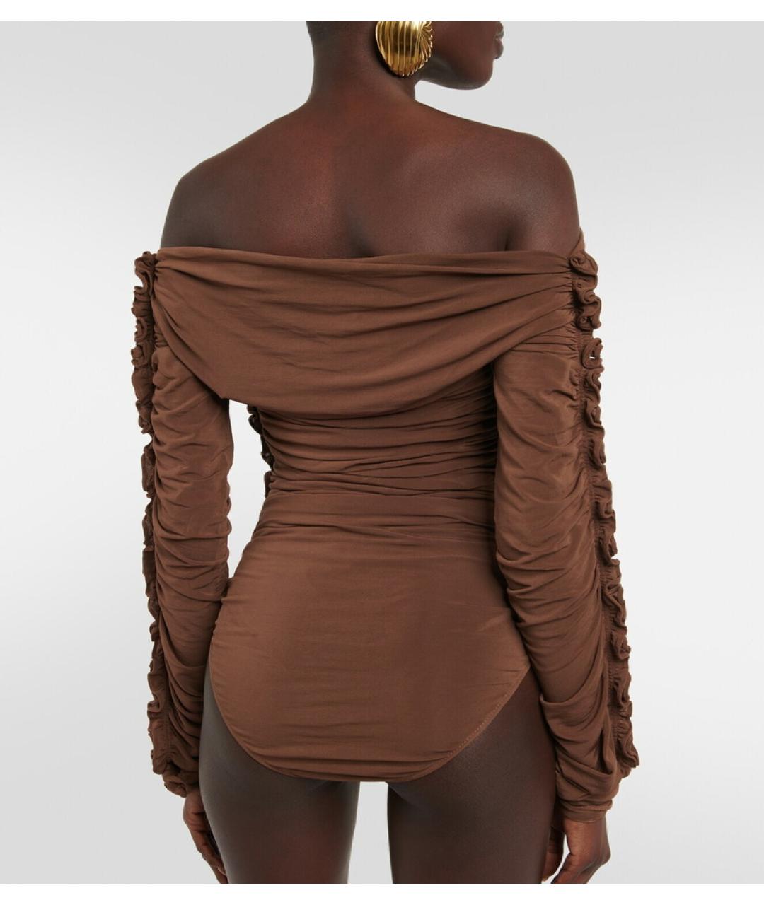 SAINT LAURENT Коричневое вискозное боди, фото 8