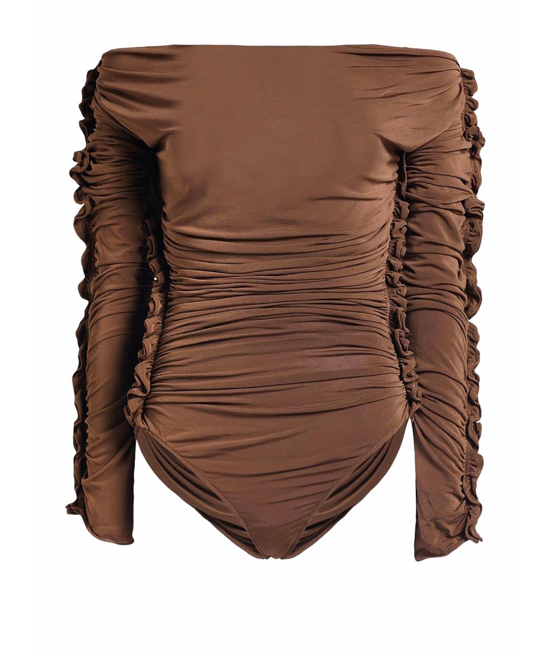 SAINT LAURENT Коричневое вискозное боди, фото 1