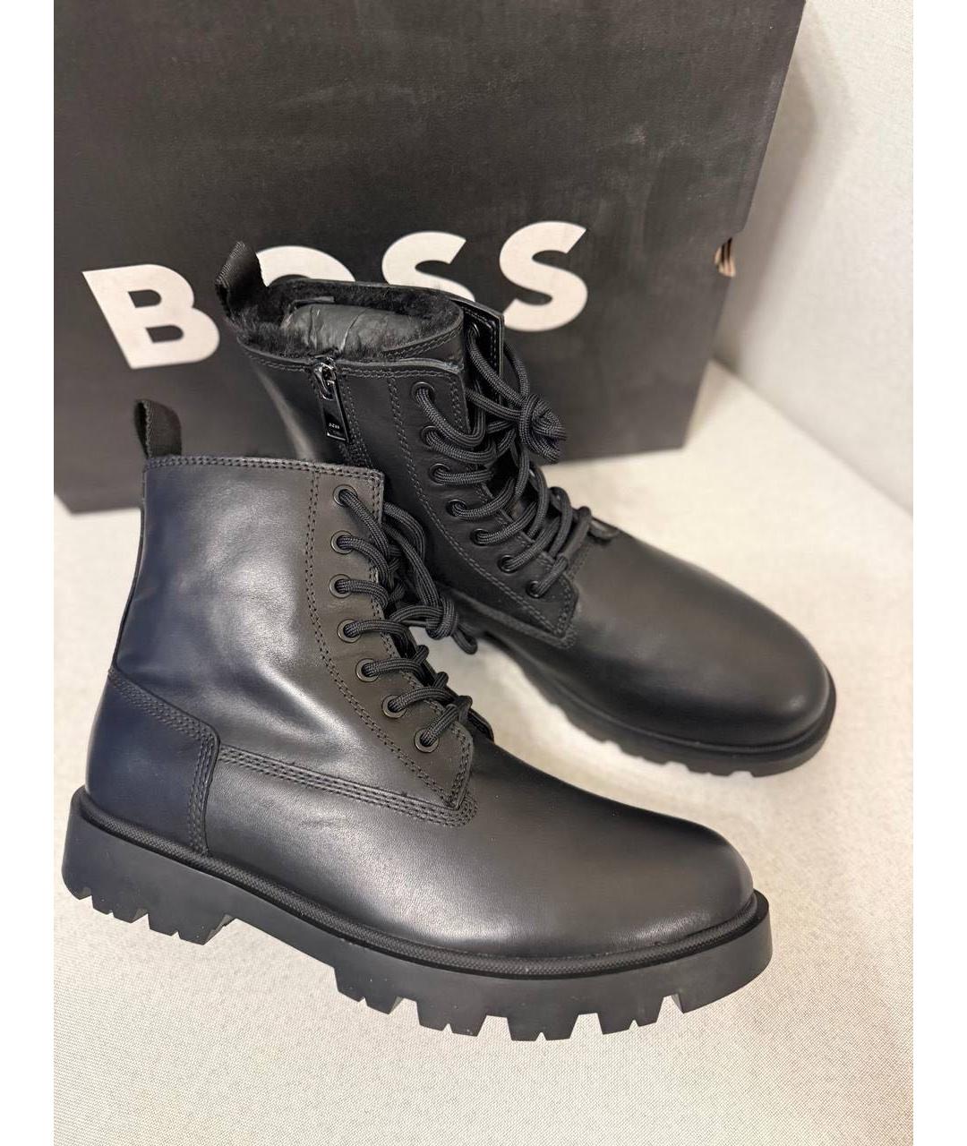 HUGO BOSS Черные кожаные высокие ботинки, фото 2