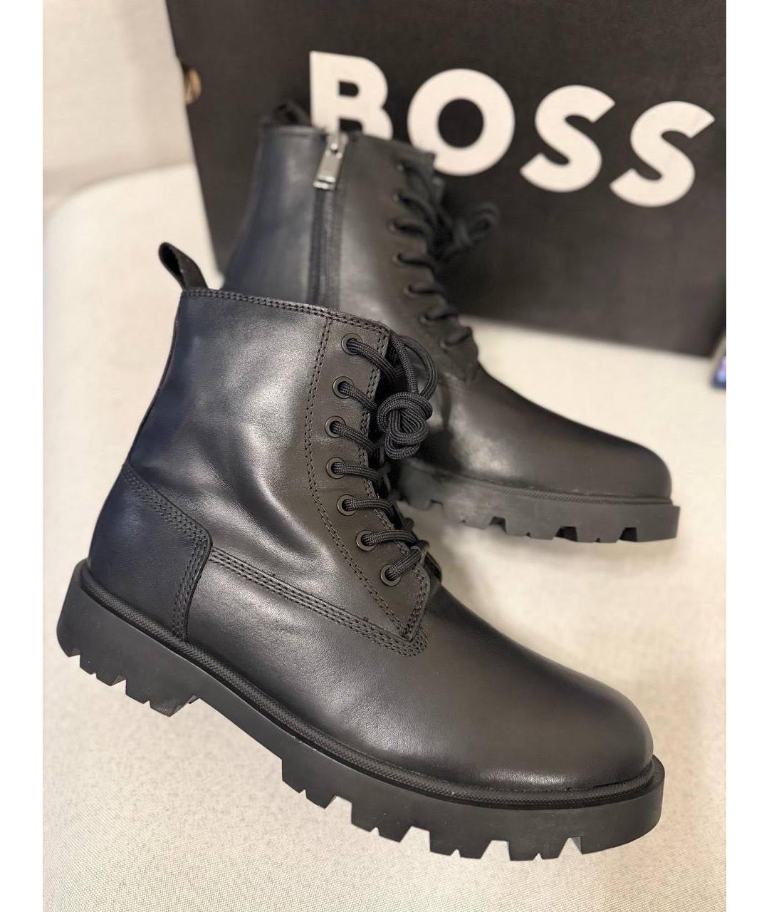 HUGO BOSS Черные кожаные высокие ботинки, фото 8