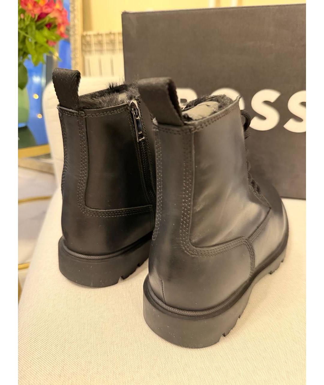 HUGO BOSS Черные кожаные высокие ботинки, фото 4