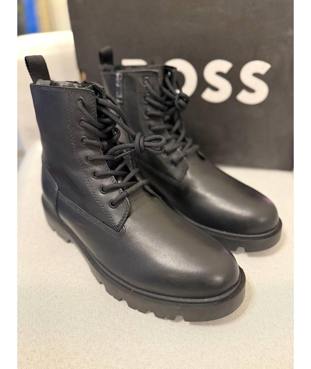 HUGO BOSS Черные кожаные высокие ботинки, фото 6