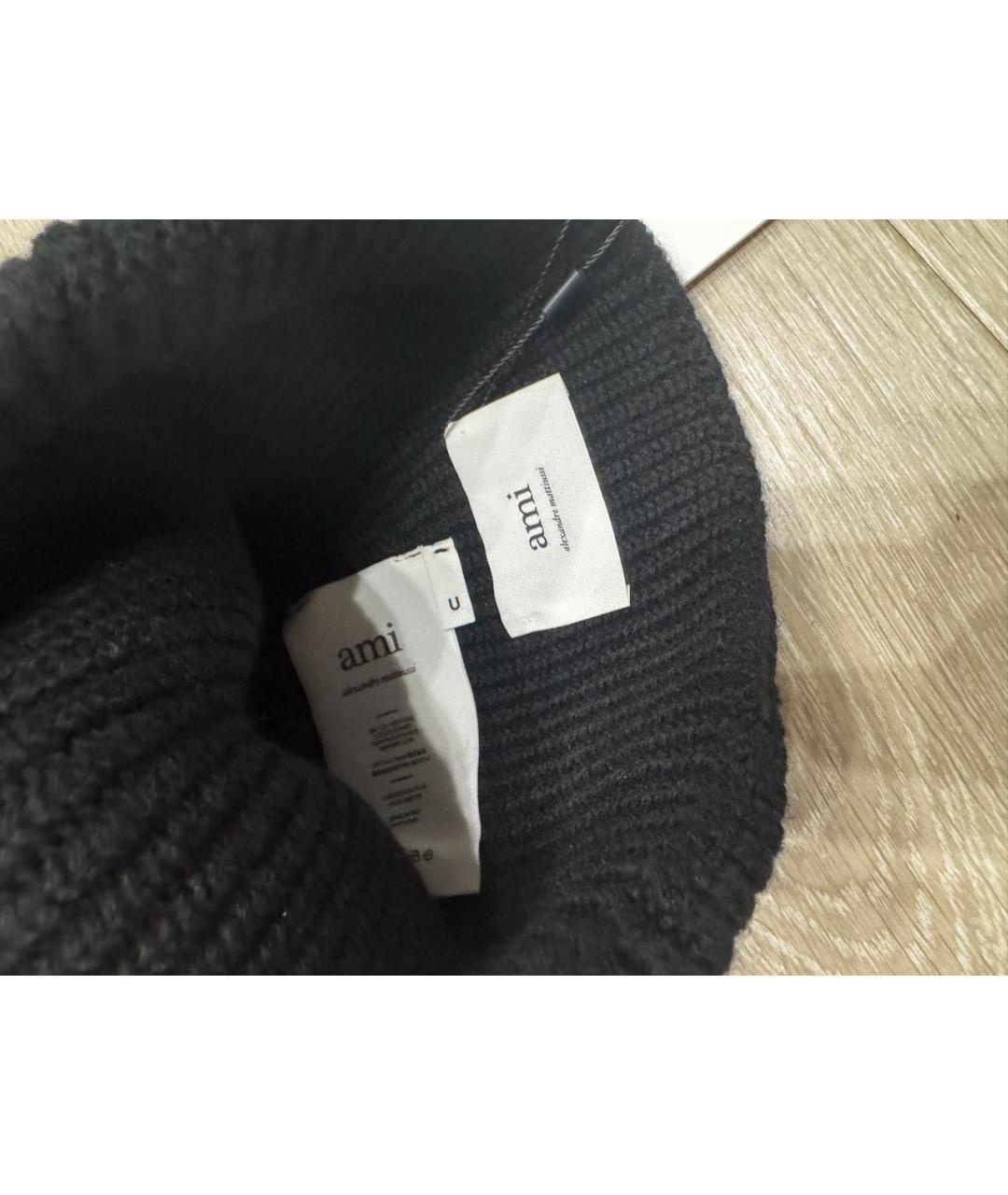 Ami Paris Черная шерстяная шапка, фото 5