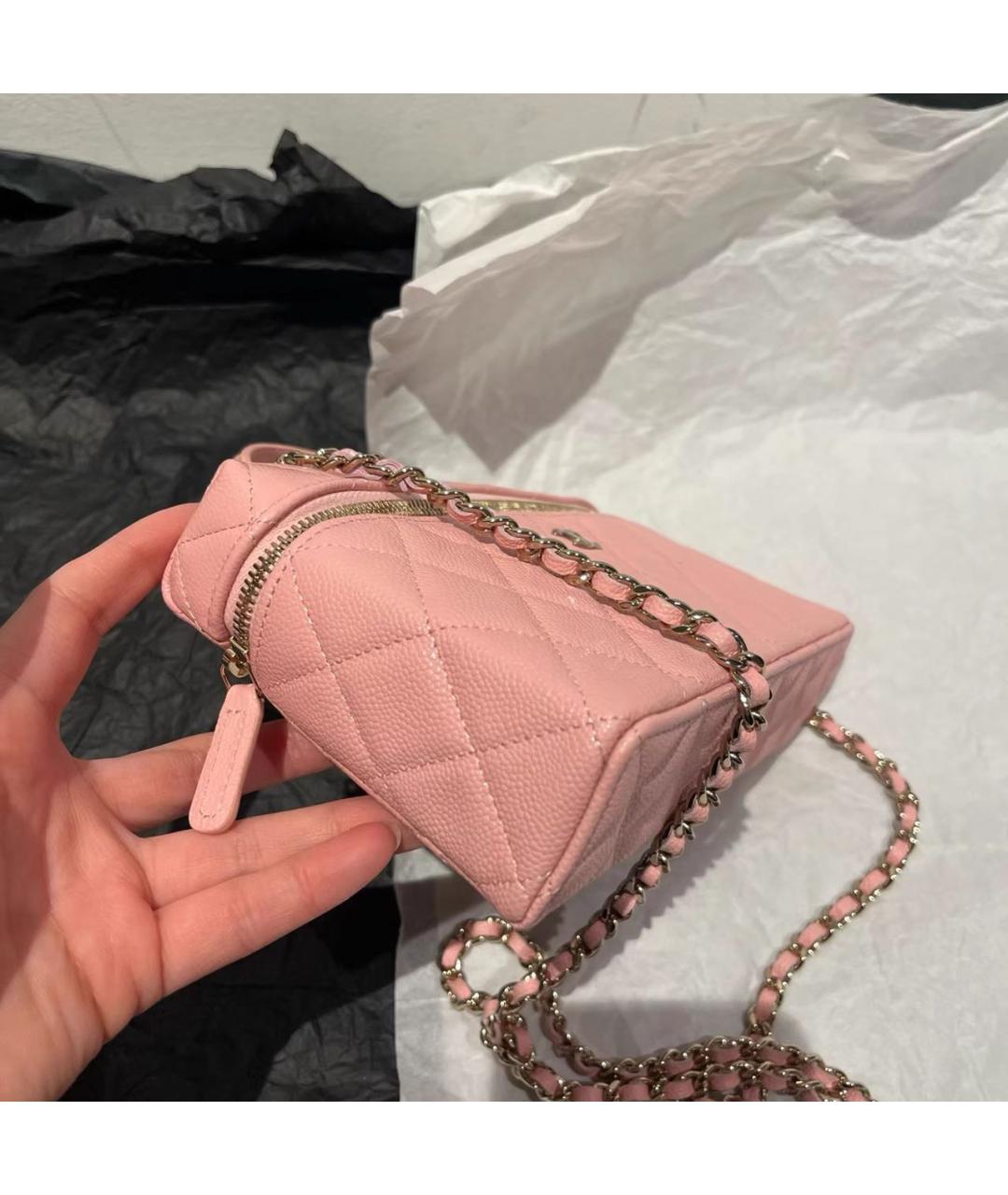 CHANEL Розовая кожаная сумка через плечо, фото 4
