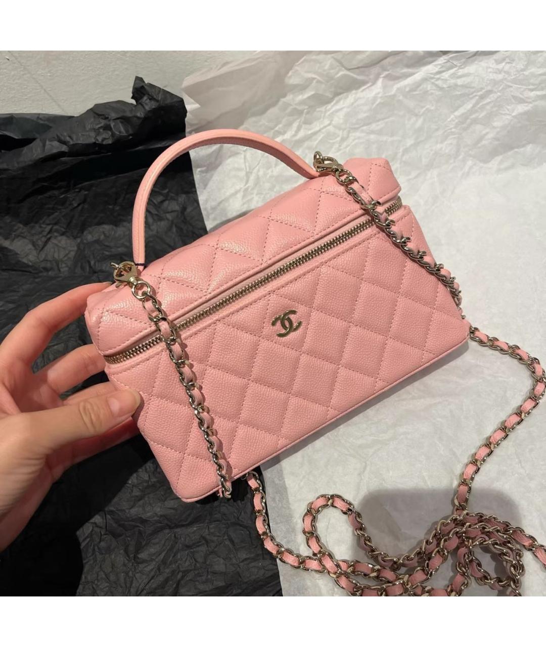CHANEL Розовая кожаная сумка через плечо, фото 9