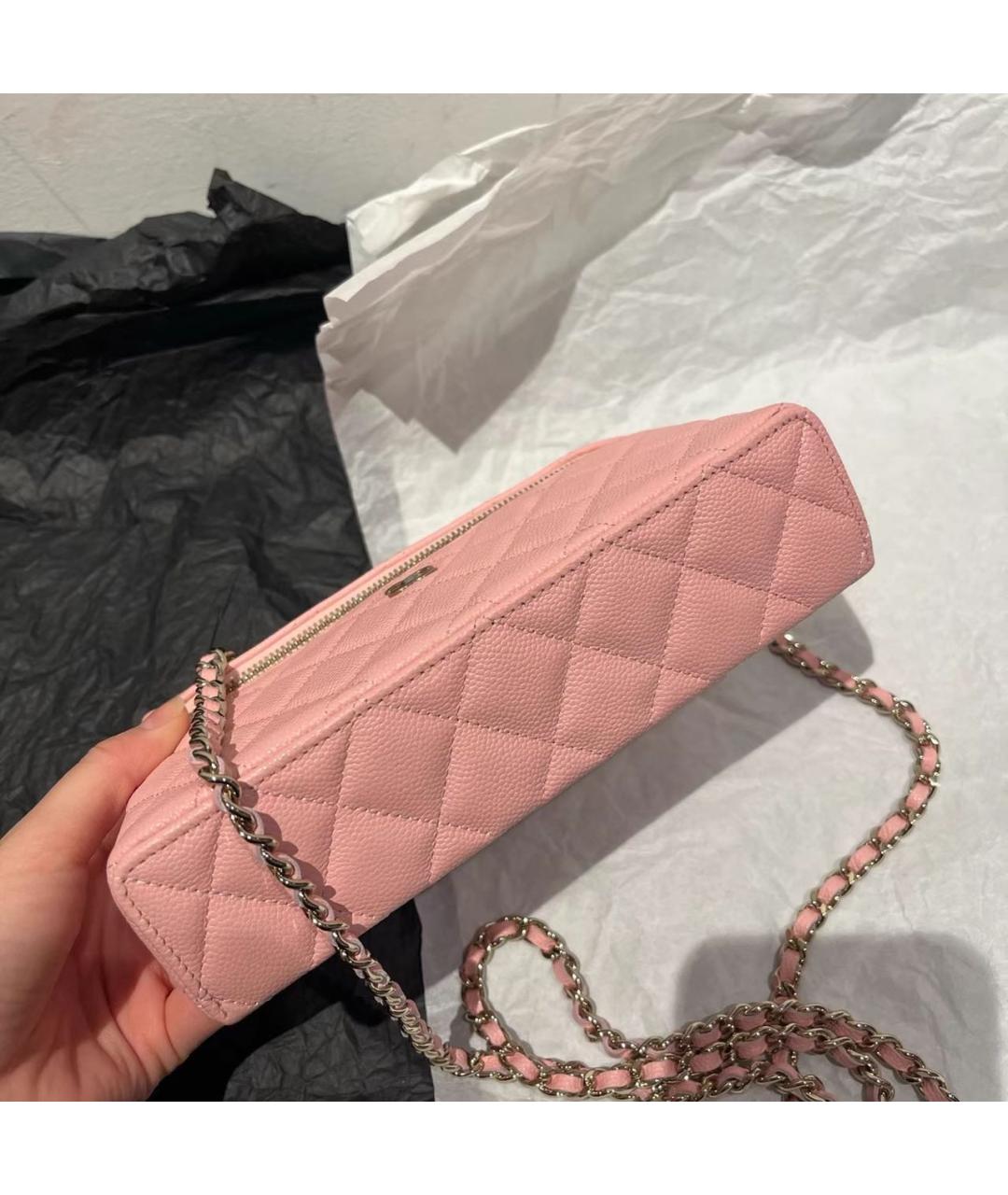 CHANEL Розовая кожаная сумка через плечо, фото 3