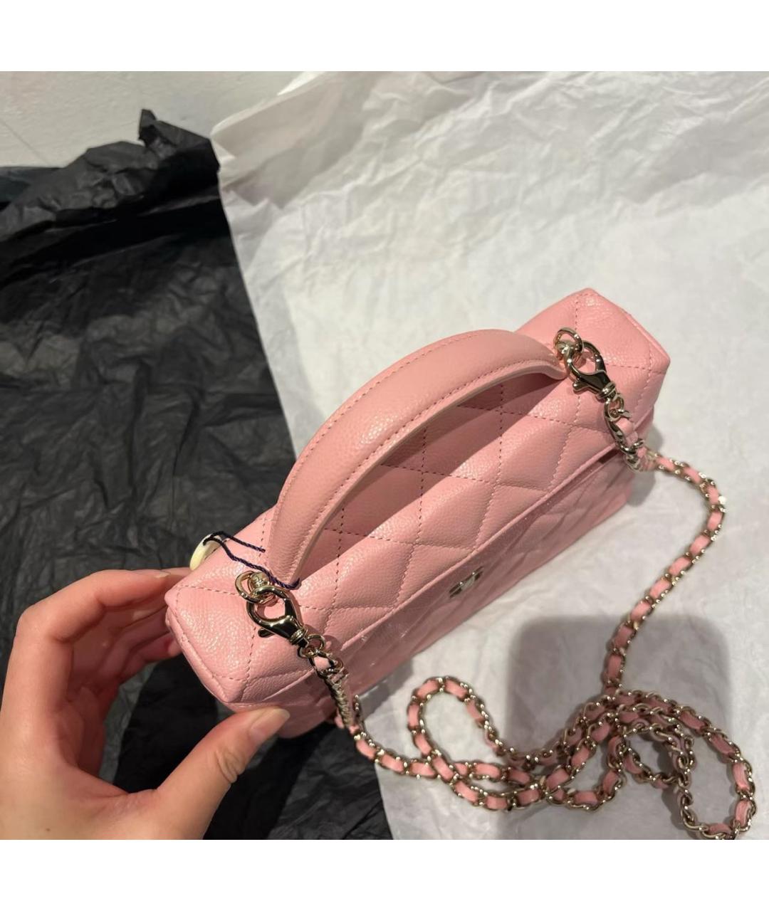 CHANEL Розовая кожаная сумка через плечо, фото 7