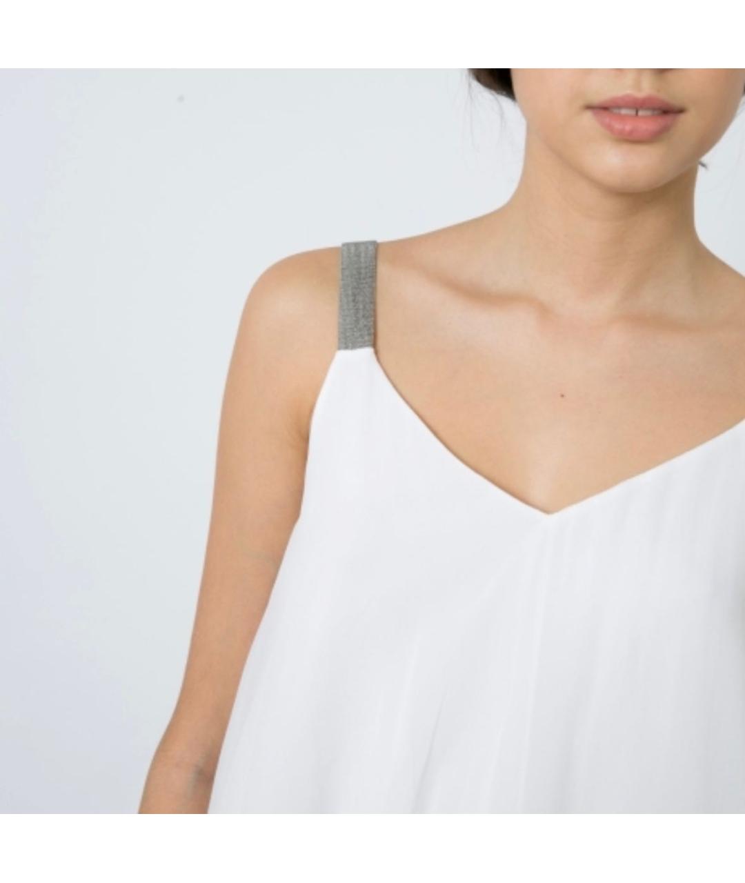 BRUNELLO CUCINELLI Белая шелковая блузы, фото 3