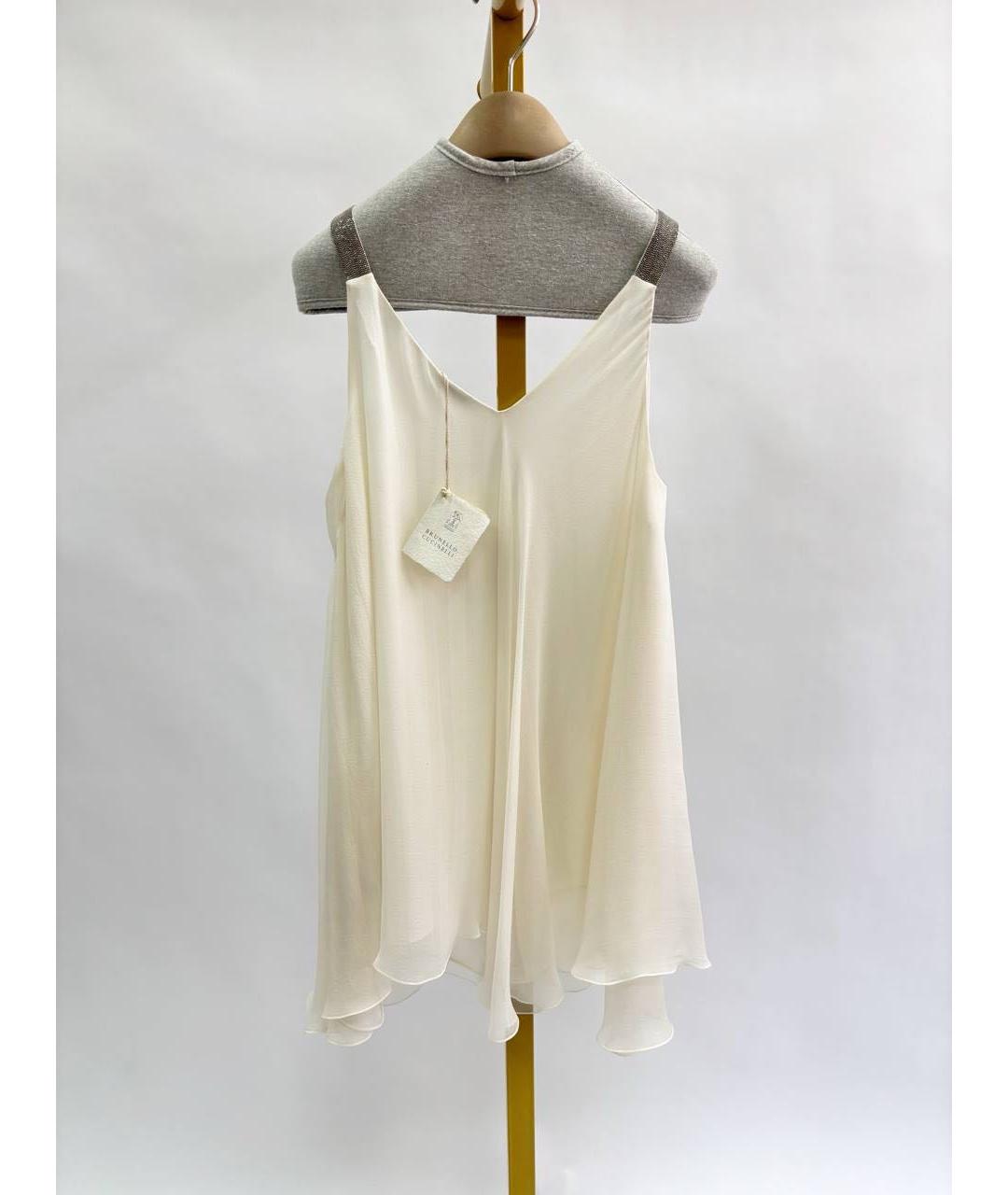 BRUNELLO CUCINELLI Белая шелковая блузы, фото 2