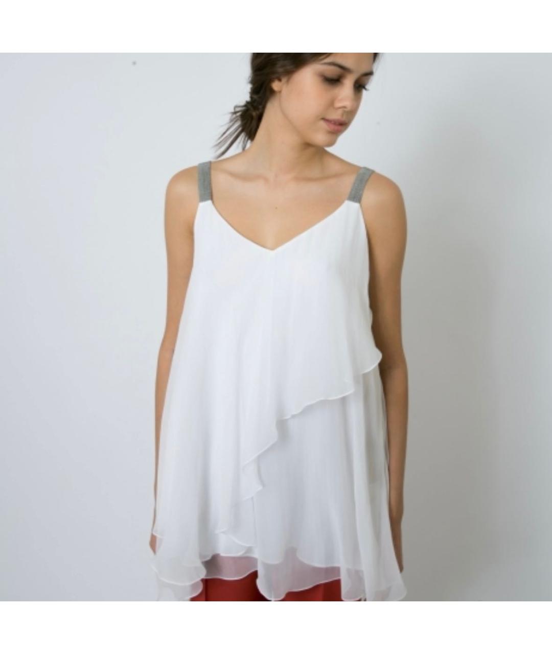 BRUNELLO CUCINELLI Белая шелковая блузы, фото 4