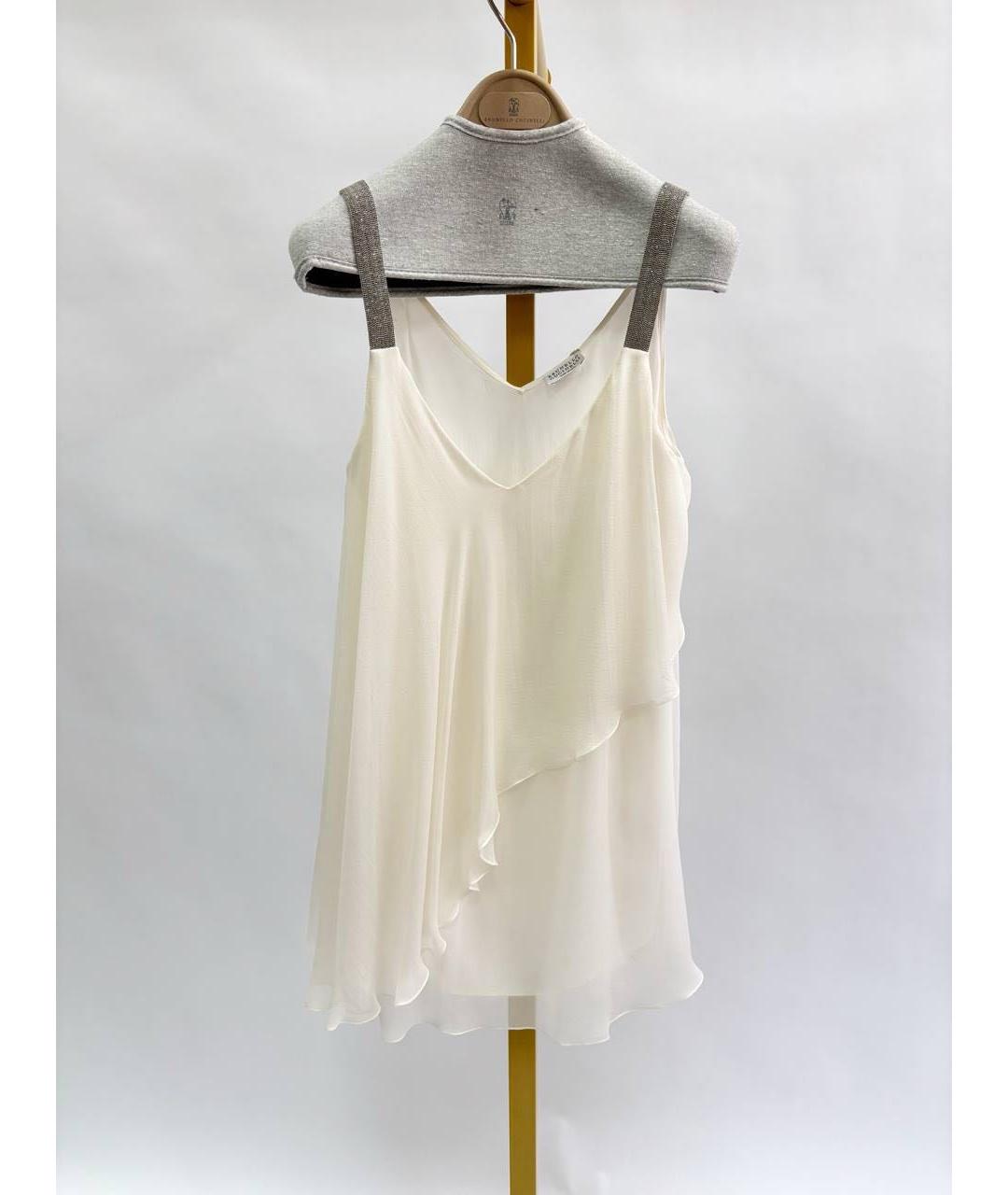 BRUNELLO CUCINELLI Белая шелковая блузы, фото 7