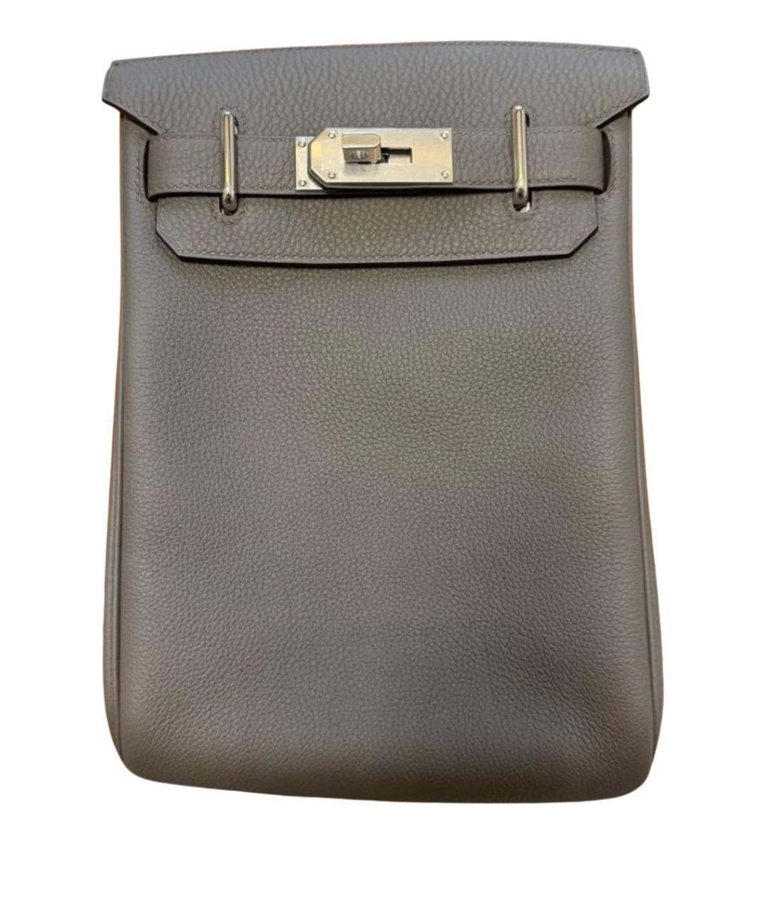 HERMES Серая кожаная сумка на плечо, фото 1