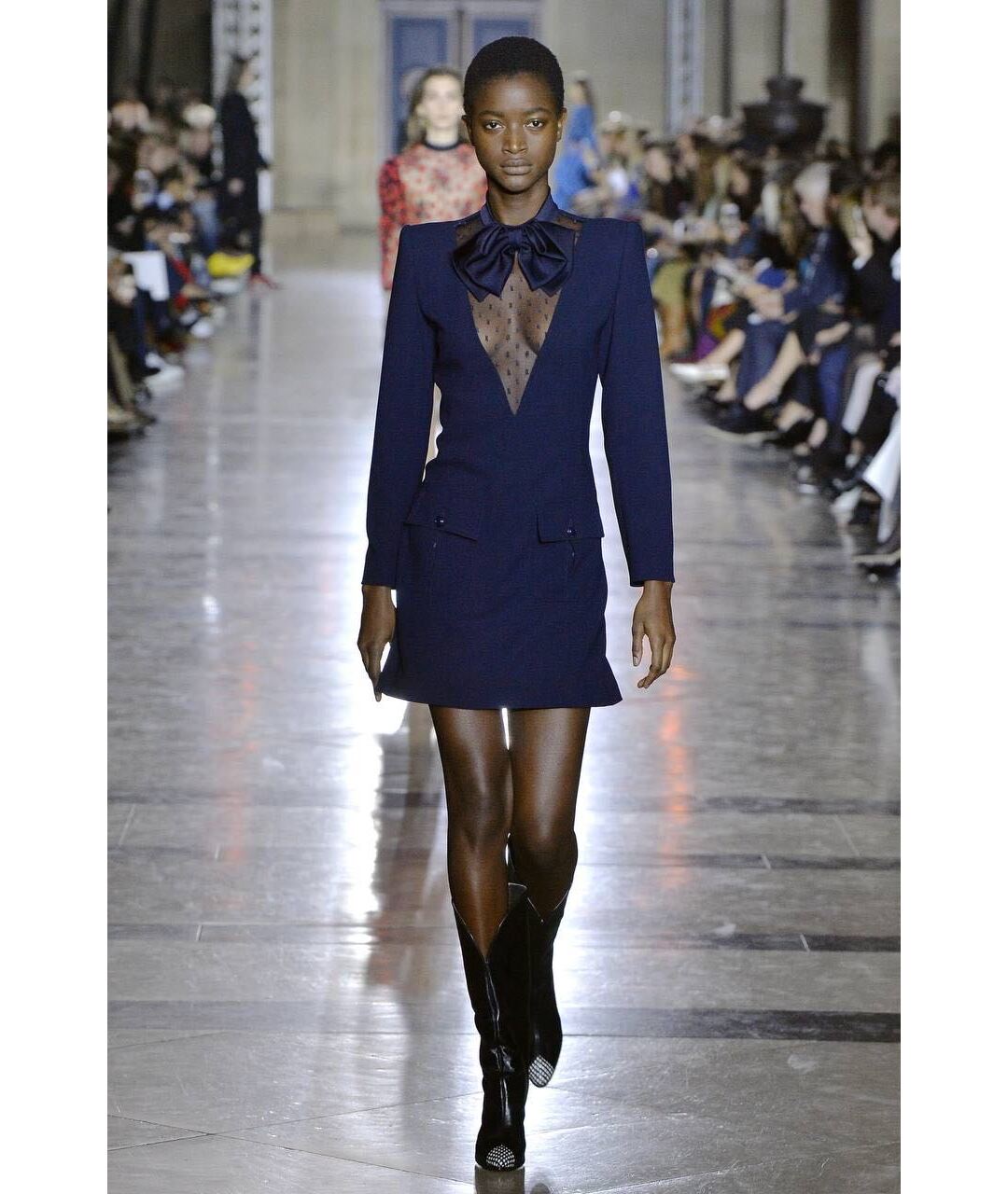 GIVENCHY Синее креповое коктейльное платье, фото 4