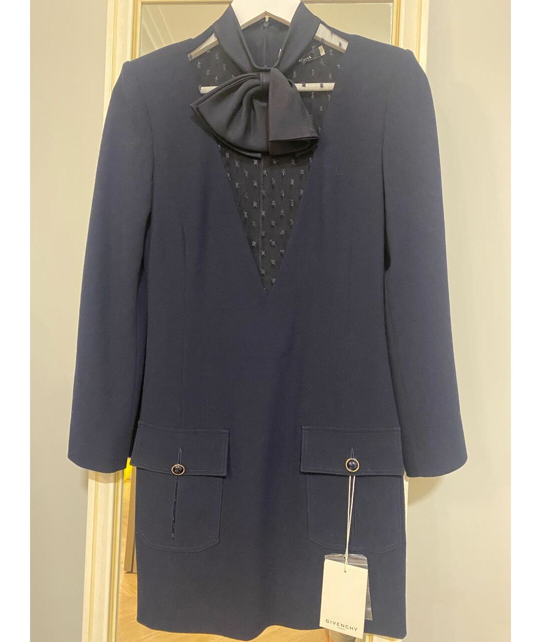 GIVENCHY Синее креповое коктейльное платье, фото 3