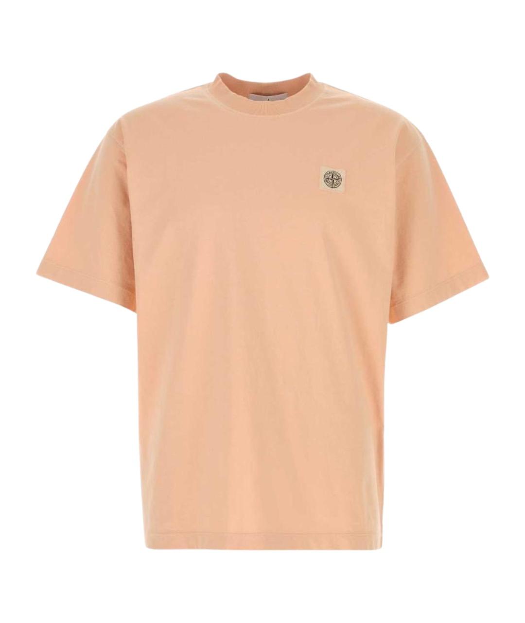 STONE ISLAND Оранжевая хлопковая футболка, фото 1