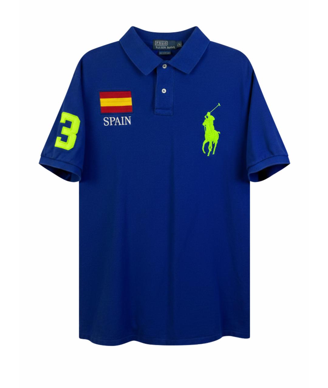 POLO RALPH LAUREN Синее хлопковое поло с коротким рукавом, фото 1