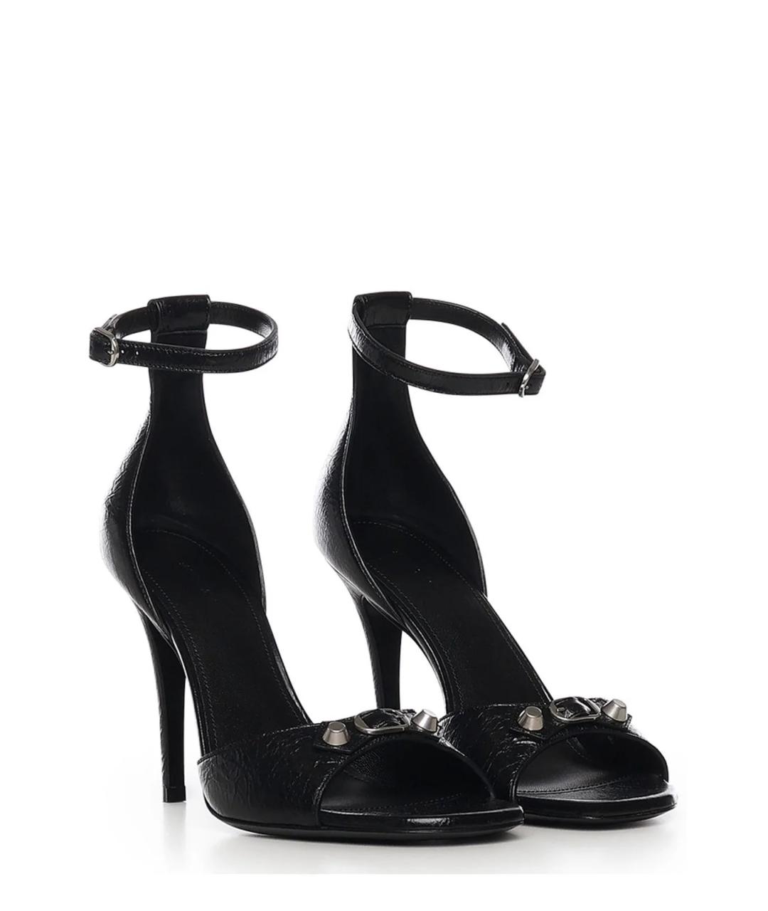 BALENCIAGA Черные кожаные босоножки, фото 4