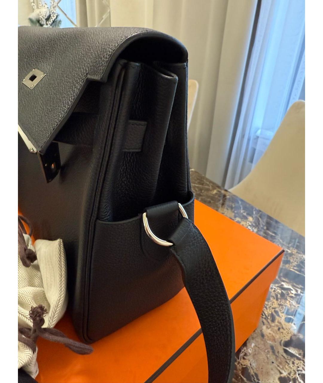 HERMES Черная кожаная сумка на плечо, фото 2