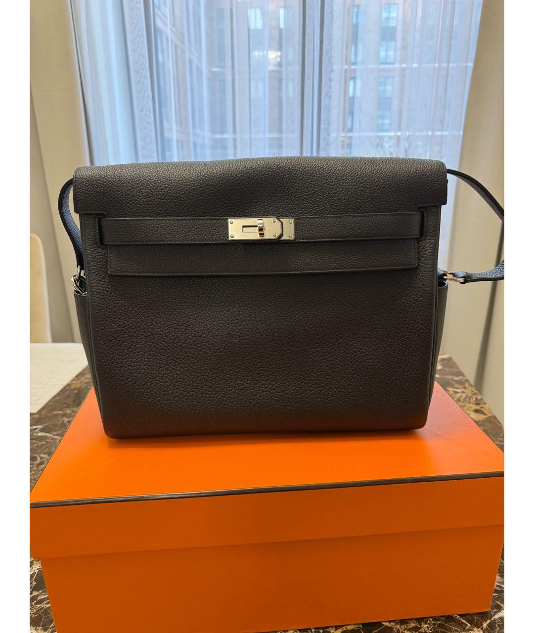 HERMES Черная кожаная сумка на плечо, фото 5