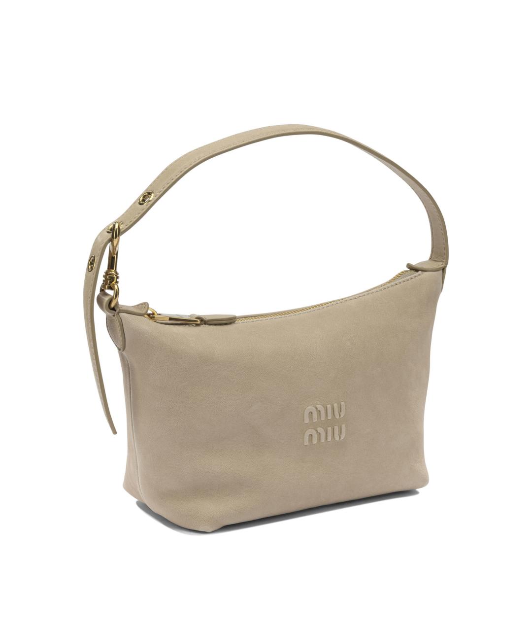 MIU MIU Бежевая кожаная сумка через плечо, фото 2