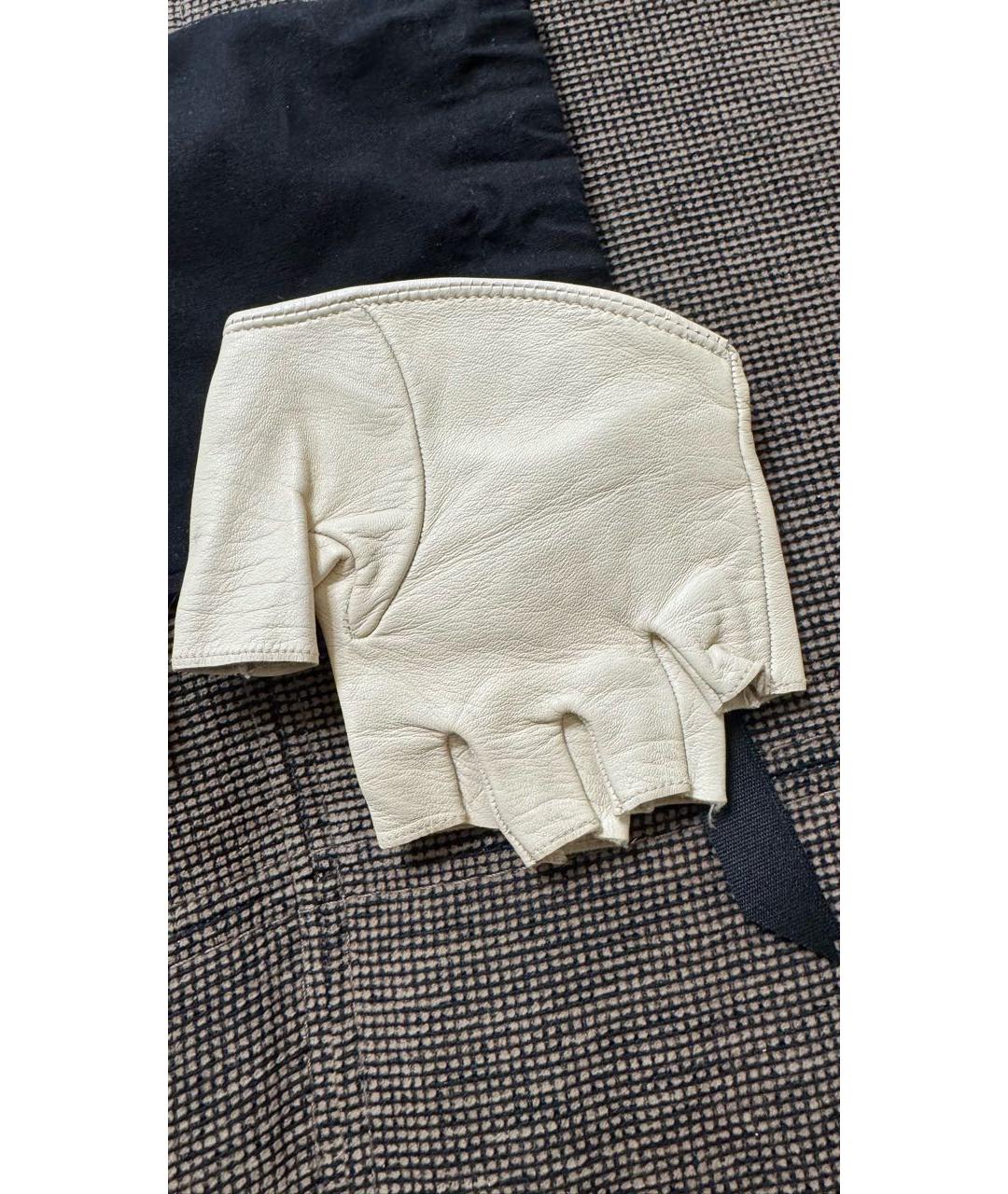 CHANEL Белые кожаные митенки, фото 4