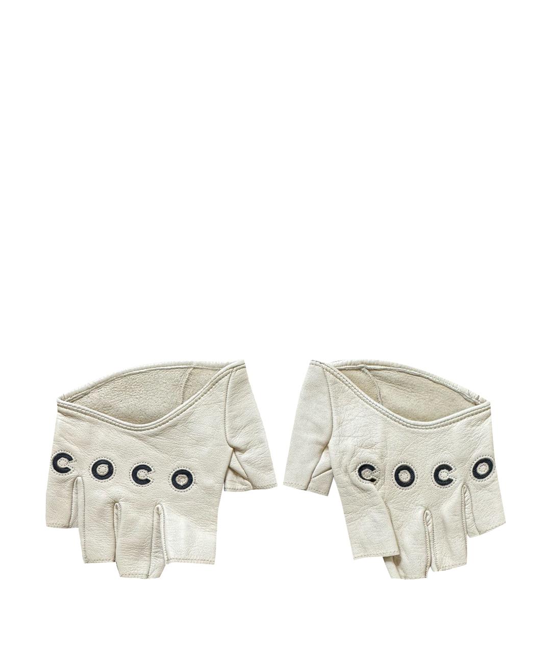 CHANEL Белые кожаные митенки, фото 1