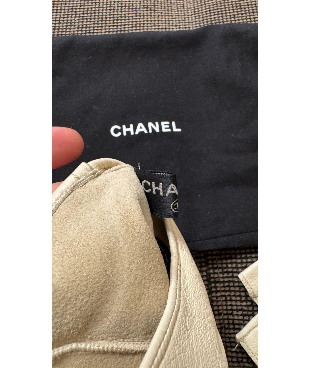 CHANEL Белые кожаные митенки, фото 6