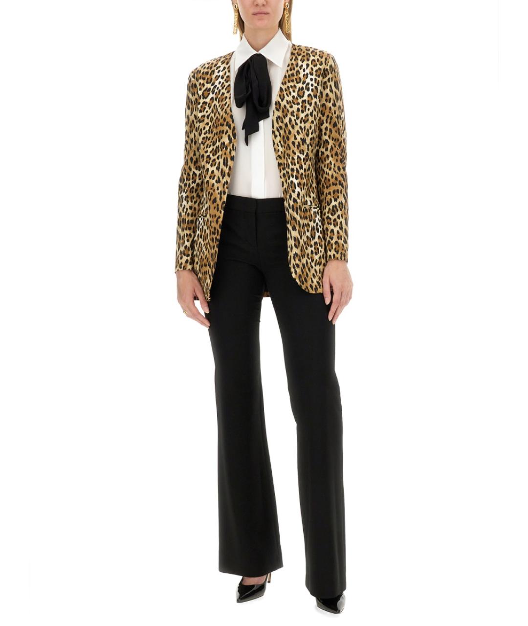 MOSCHINO Черные полиэстеровые прямые брюки, фото 3