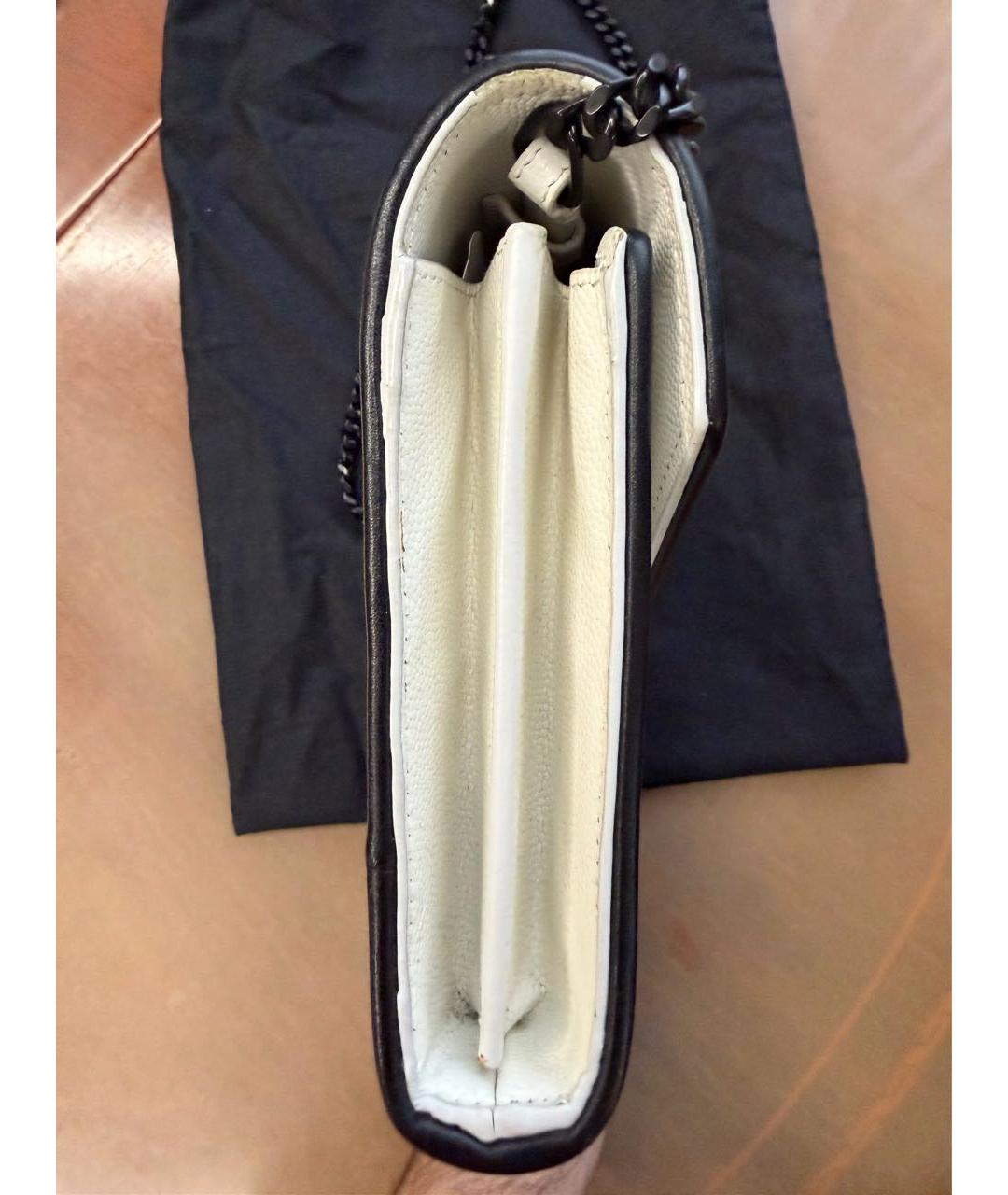 SAINT LAURENT Белая кожаная сумка через плечо, фото 4