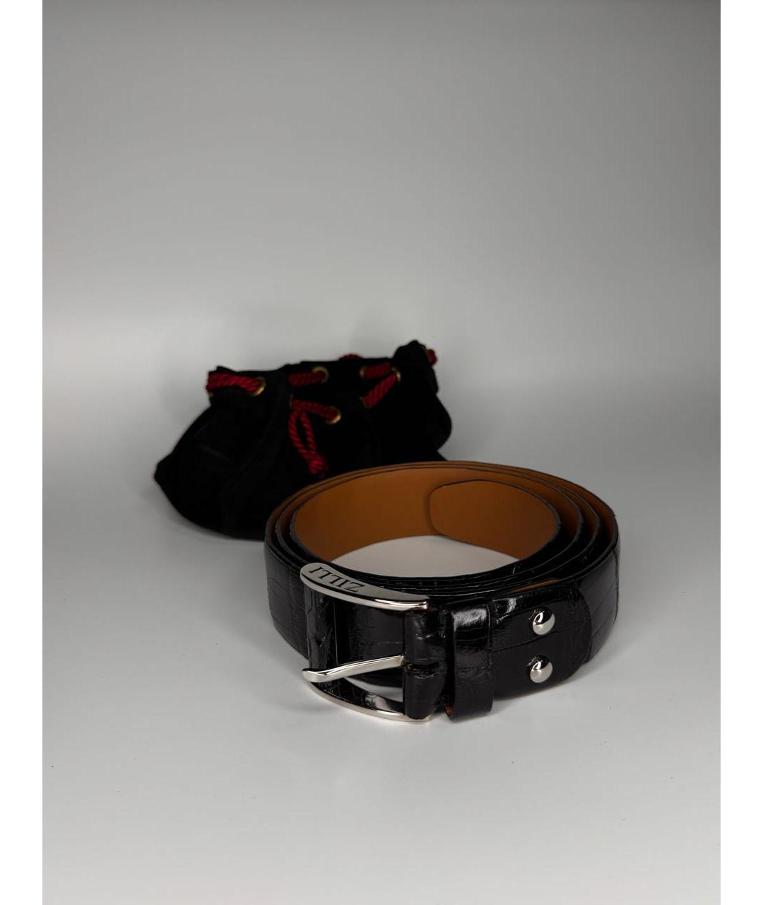 ZILLI Черный ремень из экзотической кожи, фото 4