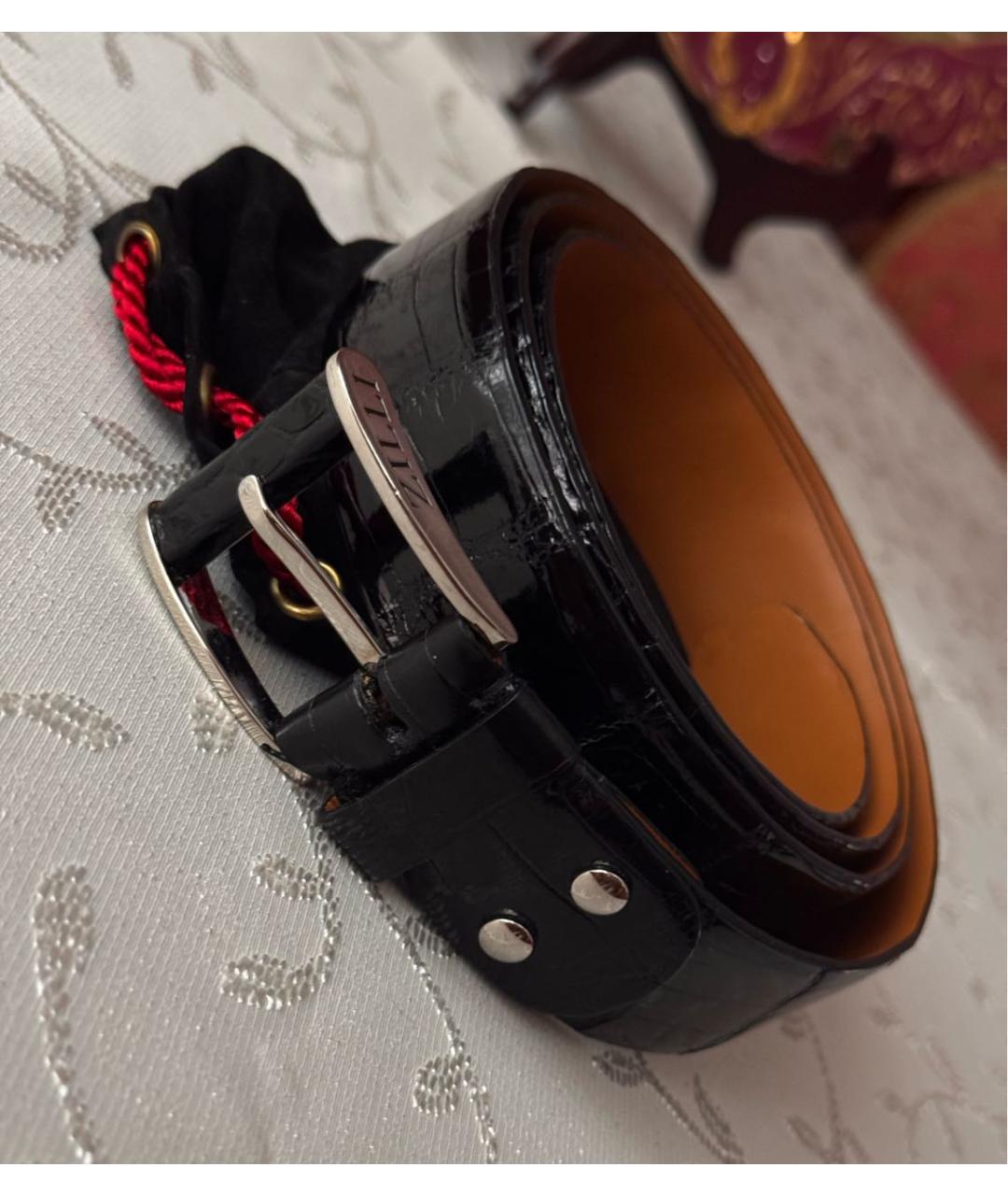 ZILLI Черный ремень из экзотической кожи, фото 7