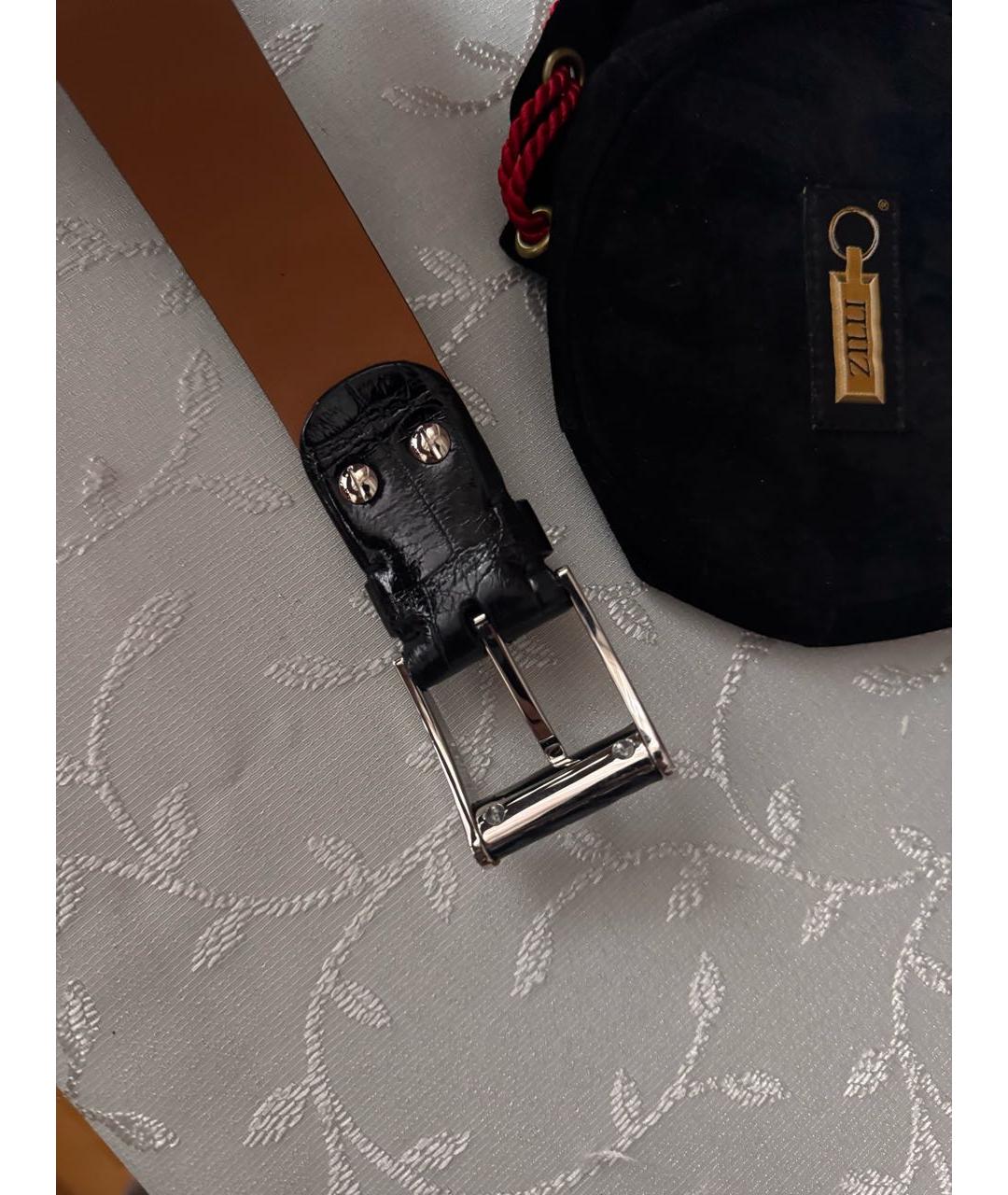 ZILLI Черный ремень из экзотической кожи, фото 5