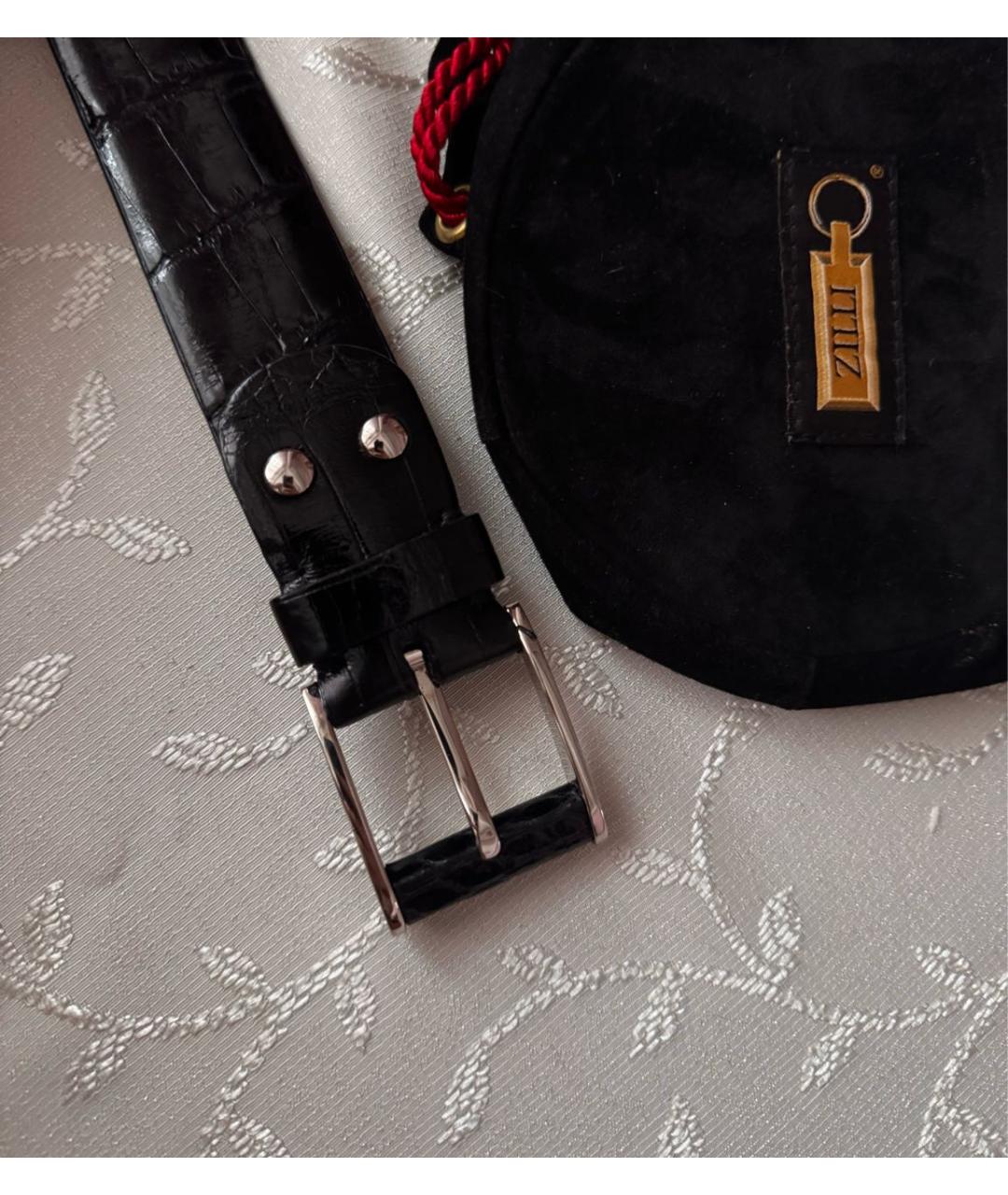 ZILLI Черный ремень из экзотической кожи, фото 2