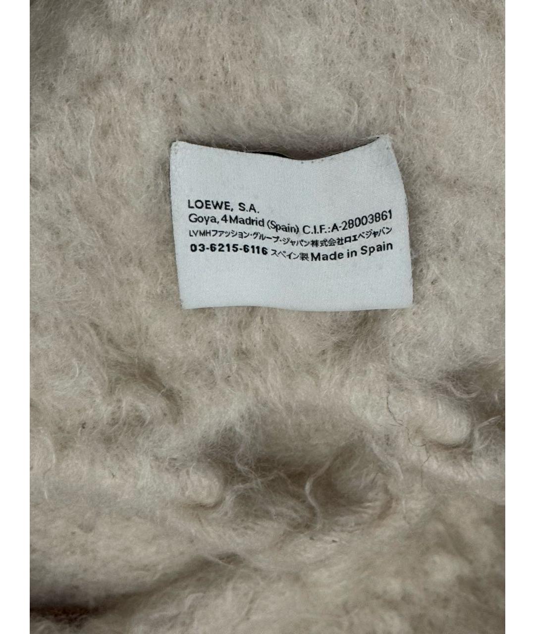 LOEWE Белый шерстяной шарф, фото 4